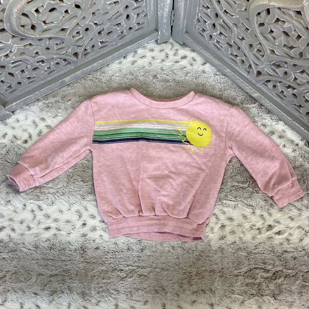 Gymboree pink sweatshirt baby girls 2T pastel rainbow sun Barbiecore Softgirl